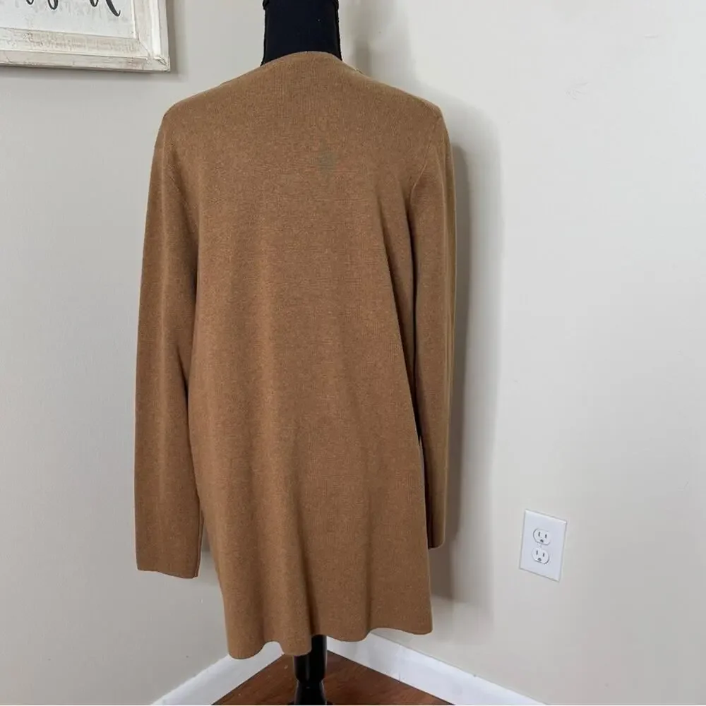 J.Crew Cardigan Sweater Open Front Longline Blazer Tan Size L